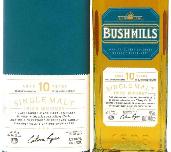 Ирландско уиски BUSHMILLS Single Malt од. 40% алк. 700 мл