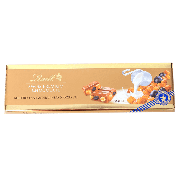 Шоколад LINDT с лешници и стафиди