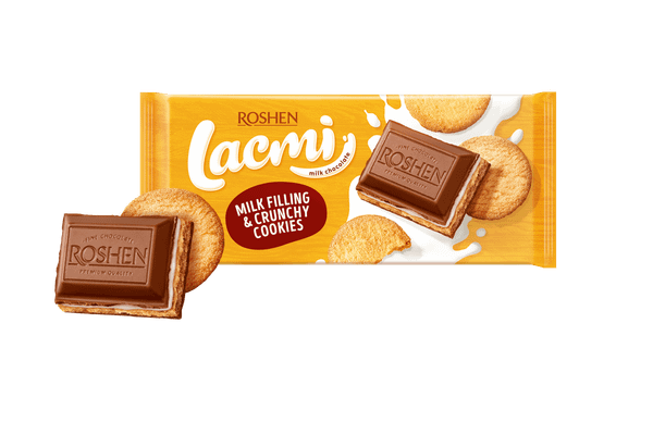 Шоколад LAKMI млечен пълнеж и бисквити