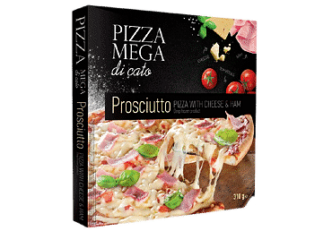 Замразена пица MEGA DI CATO Prosciutto с моцарела и шунка
