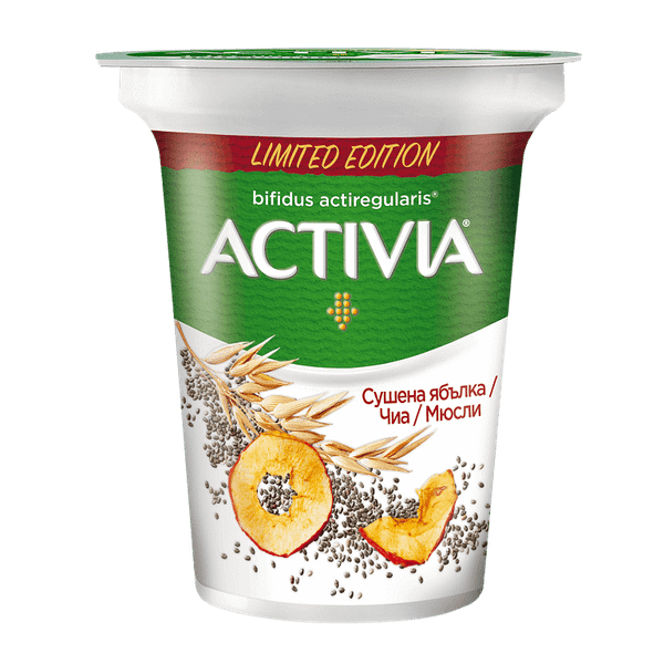 Activia сушена ябълка, чиа и мюсли