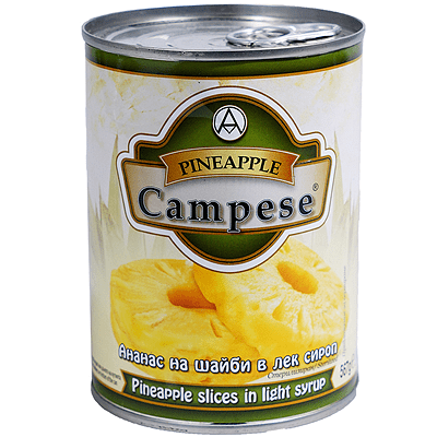 Ананас на шайби в лек сироп CAMPESE