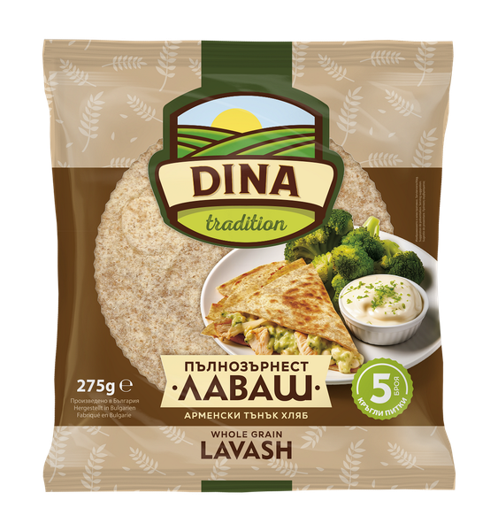Лаваш DINA пълнозърнест , 250 г