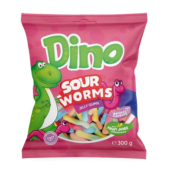 Желирани бонбони DINO Sour Neon червеи