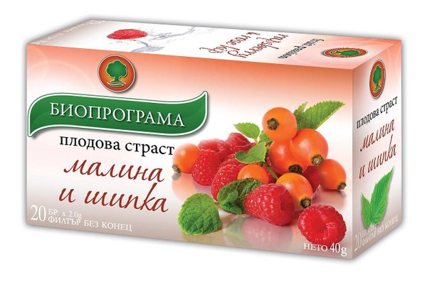 Чай БИОПРОГРАМА малина,шипка
