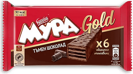 Вафли МУРА Gold тъмен шоколад 6x