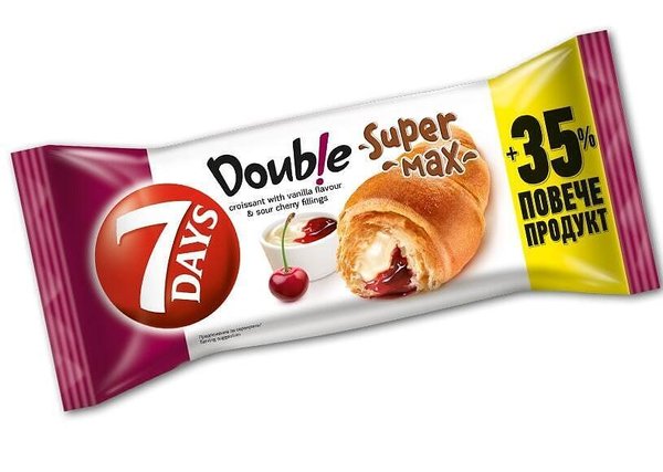 Кроасан 7DAYS Double Super Max ванилия и вишна