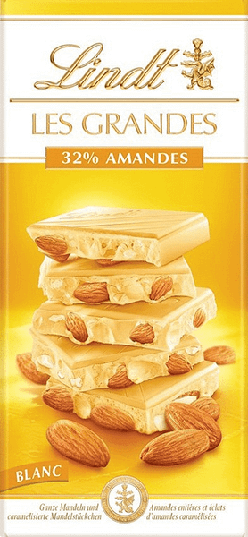 Шоколад LINDT Les Grandes бял с бадеми