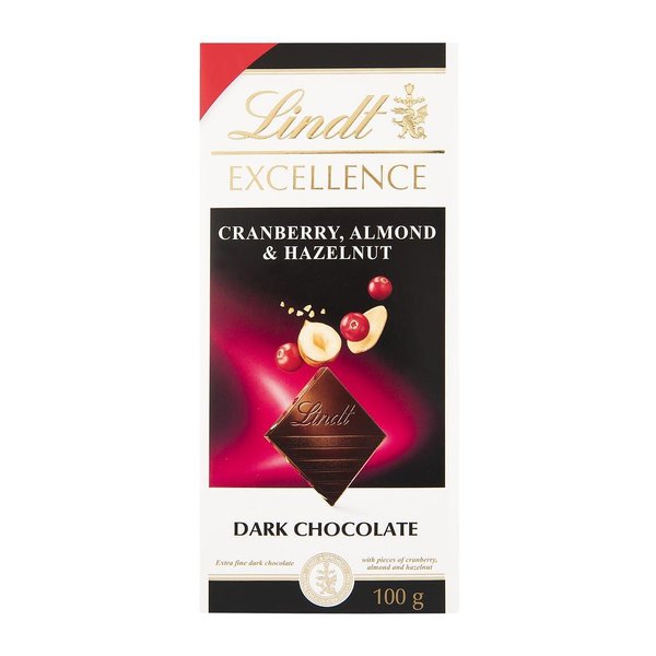 Шоколад LINDT Excellence черен шоколад с бадеми, лешници и боровинки
