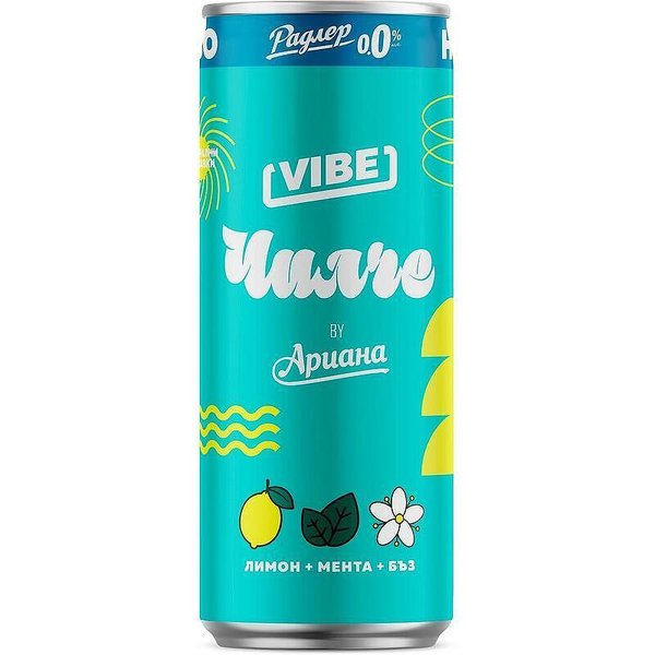 Бира АРИАНА Радлер Vibe лимон, мента и бъз 0% алк.