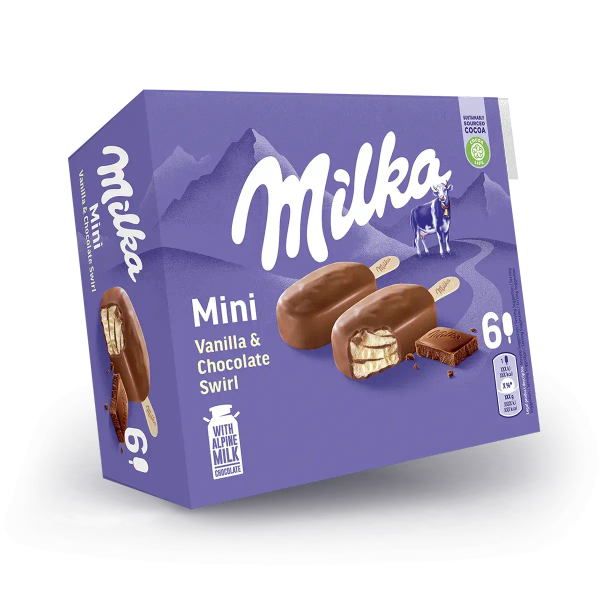 Сладолед MILKA Mini Vanilla & Chocolate Swirl